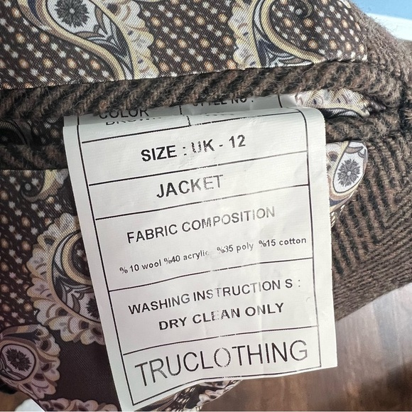 Tru Clothing Blazer Tweed Herringbone Wool Classic  Vintage 1920s Style - Picture 8 of 10